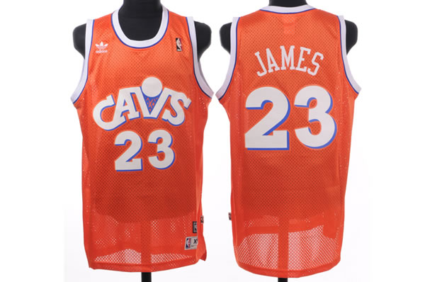  NBA Cleveland Cavaliers 23 Lebron James Orange Cavs Throwback Jersey